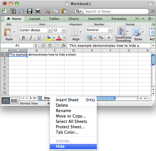 where is the home tab in excel 2008 for mac